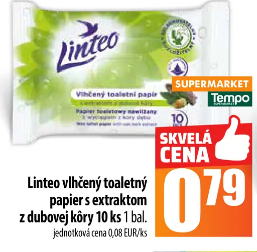 Linteo vlhčený toaletný papier s extraktom z dubovej kôry