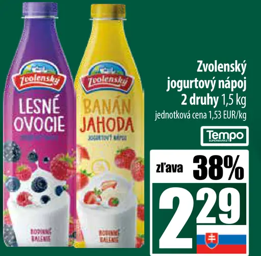 Zvolenský jogurtový nápoj 2 druhy