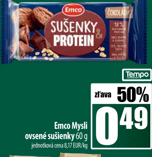Emco Mysli na Zdraví Ovsené sušienky s kúskami čokolády