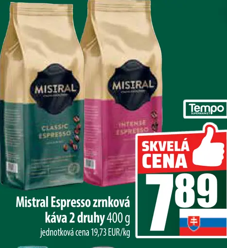 Mistral Basic Espresso pražená zrnková káva