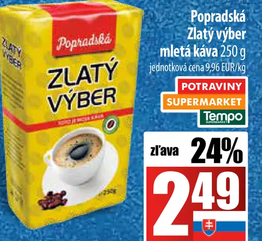 Popradská Zlatý výber pražená mletá káva