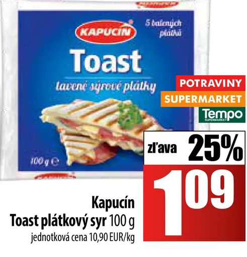 Kapučin toast plátkový syr