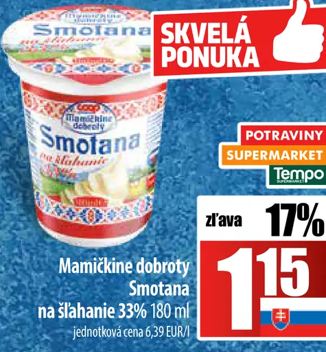 Mamičkina dobroty Smotana trvanlivá na šľahanie 33%