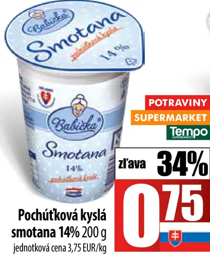 Babičkine Poctivá smotana kyslá 14%