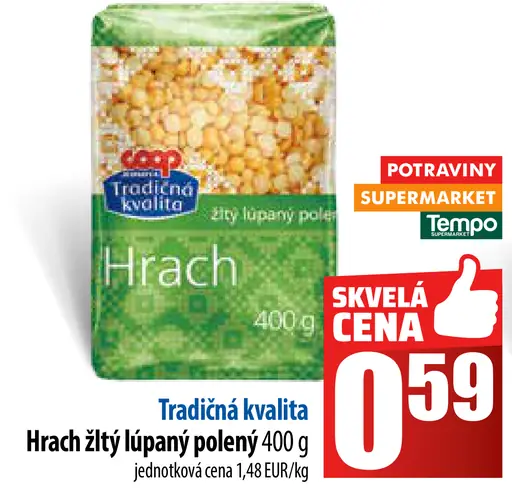 COOP Jednota Hrach žltý lúpaný, polený