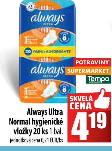 Always Ultra Normal hygienické vložky