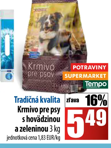 Krmivo pre psy s hovädzinou a zeleninou