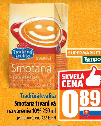 Tradičná kvalita Smotana trvanlivá na varenie