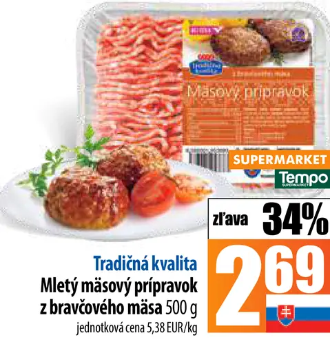 Mletý mäsový prípravok z bravčového mäsa