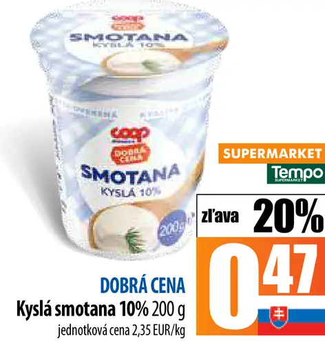 Kyslá smotana smotana 10%