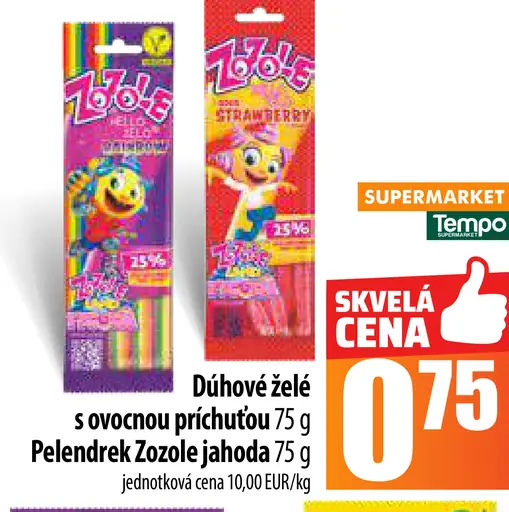Zozole dúhové želé s ovocnou príchuťou