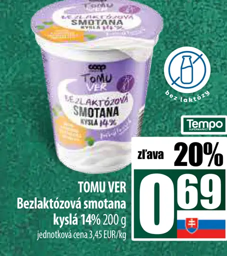 TOMU VER Bezlaktózová smotana kyslá
