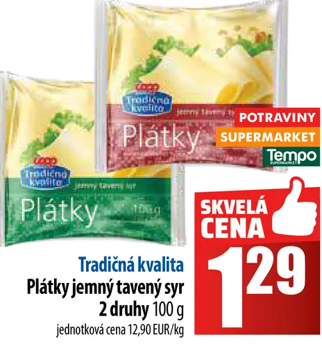 Plátky jemný tavený syr
