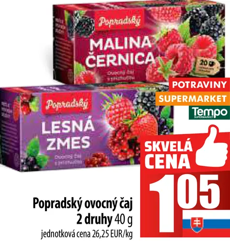 Popradský Malina černica ovocný čaj s príchuťou