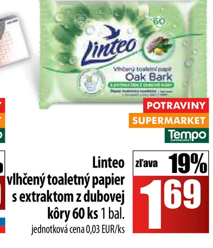Linteo vlhčený toaletný papier s extraktom z dubovej kôry
