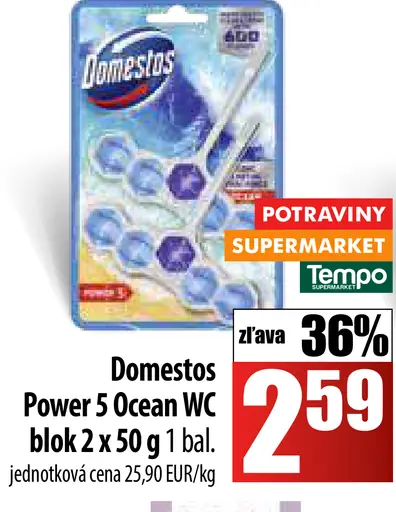 Domestos Power 5 Ocean tuhý WC blok