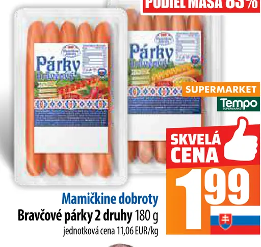 Maminkine dobroty Bravčové párky 2 druhy