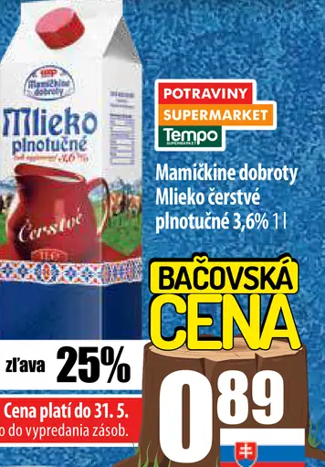 Mamičkine dobroty Mlieko čerstvé plnotučné