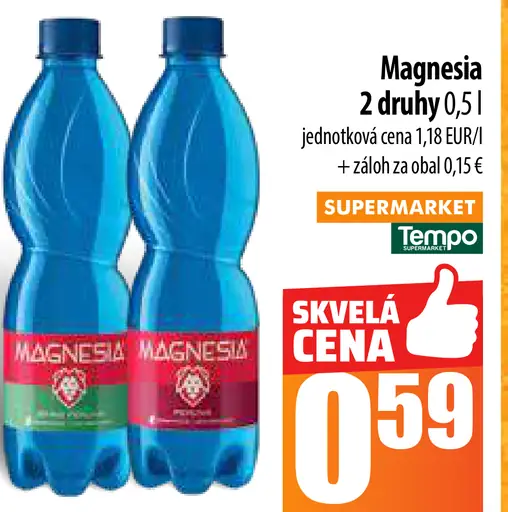 Magnesia Prírodná minerálna voda neperlivá