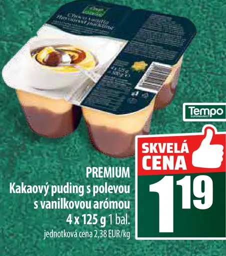 PREMIUM Kakaový puding s polevou s vanilkovou arómou