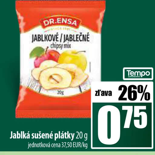 Jablká sušené plátky