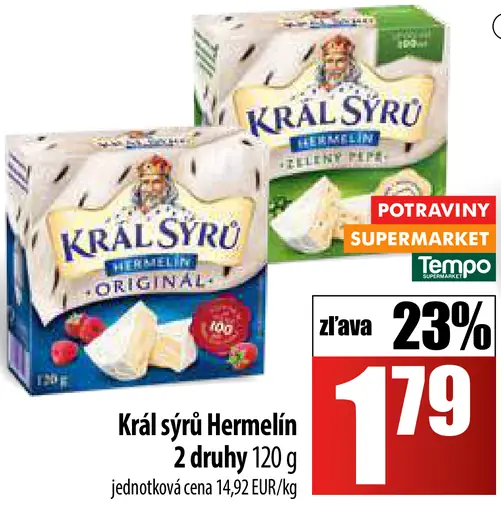 Kráľ syru Hermelín 2 druhy