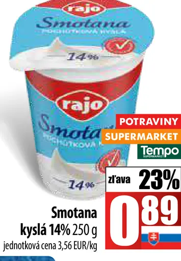 Rajo smotana kyslá 14%