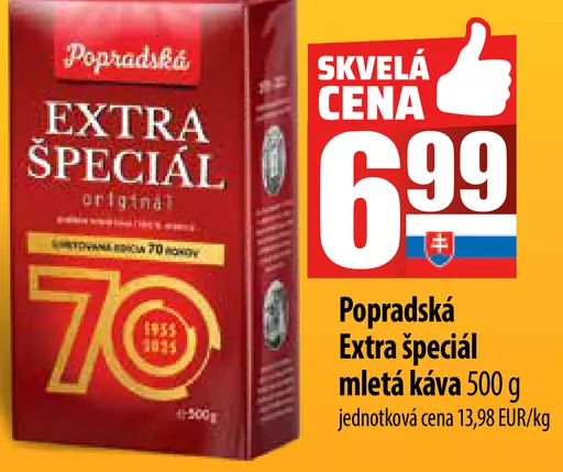Popradská Extra špeciál originál mletá káva