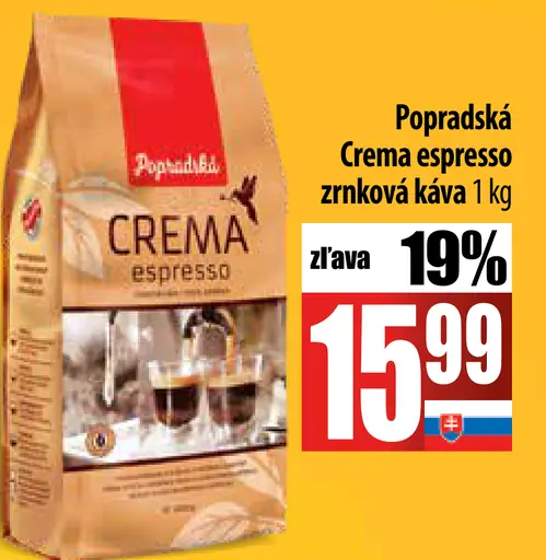 Popradská Crema Espresso zrnková káva