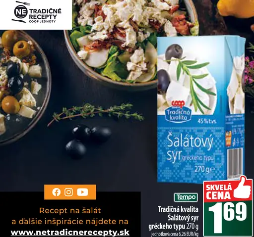 Tradičná kvalita Šalátový syr gréckeho typu