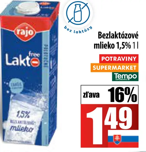Rajo Lakto Free Brejky plnotučné bezlaktózové mlieko 3,5 %