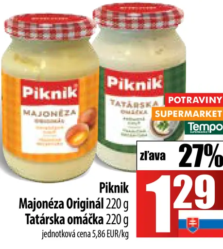 Piknik Majonéza Originál a Tatárska omáčka