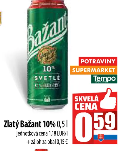 Zlatý Bažant Pivo plechovka
