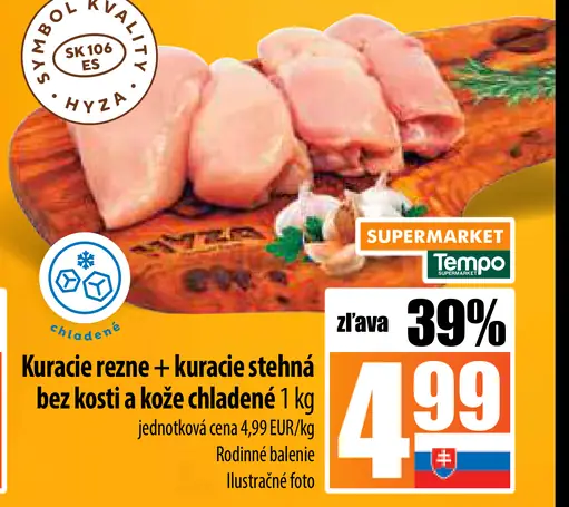 Hyza Kuracie rezne + kuracie stehná bez kosti a kože chladené