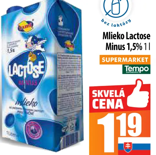 Mlieko Lactose Minus 1,5%