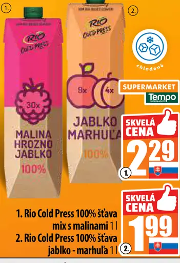 Rio Cold Press ovocná šťava malina hrozno jablko