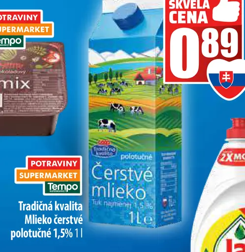 Tradičná kvalita Mlieko čerstvé polotučné 1,5%