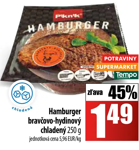 Piknik Hamburger bravčovo-hydinový chladený