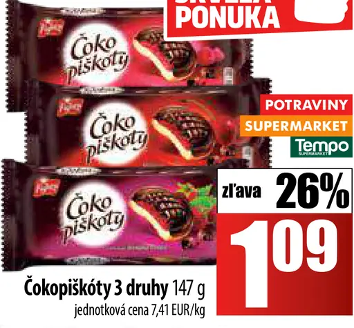 Čokopiškóty 3 druhy