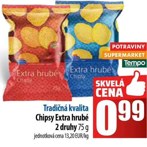 Tradičná kvalita Chipsy Extra hrubé