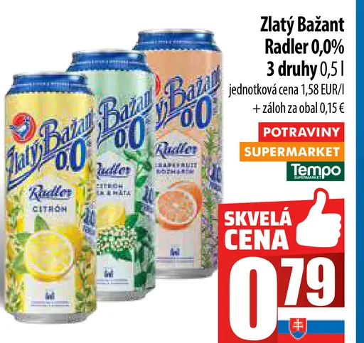 Zlatý Bažant Radler 0,0%