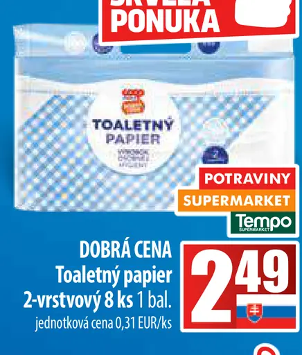 Toaletný papier 2-vrstvový