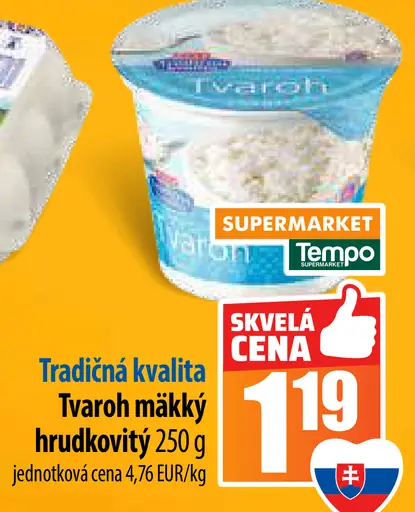 Tradičná kvalita Tvaroh mäkký hrudkovitý