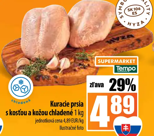 Kuracie prsia s kosťou a kožou chladené
