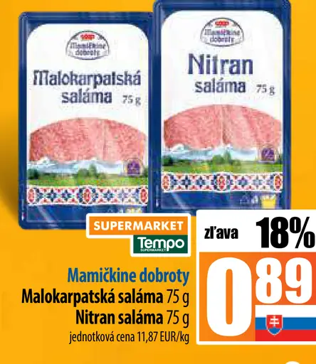 Mamičkine dobroty Malokarpatská saláma, Nitran saláma