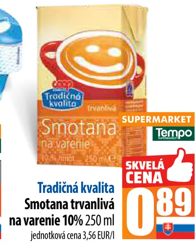 Tradičná kvalita Smotana trvanlivá na varenie