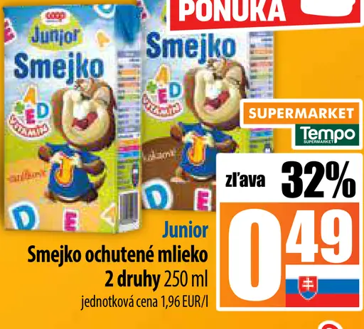Junior Smejko ochutené mlieko