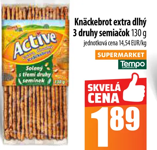 Active Knäckebrot extra dlhý 3 druhy semiačok