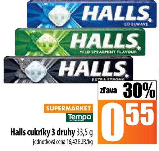 Halls cukríky 3 druhy