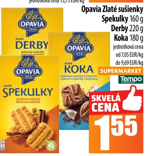 Opavia Zlaté sušienky Spekulky, Derby, Koka